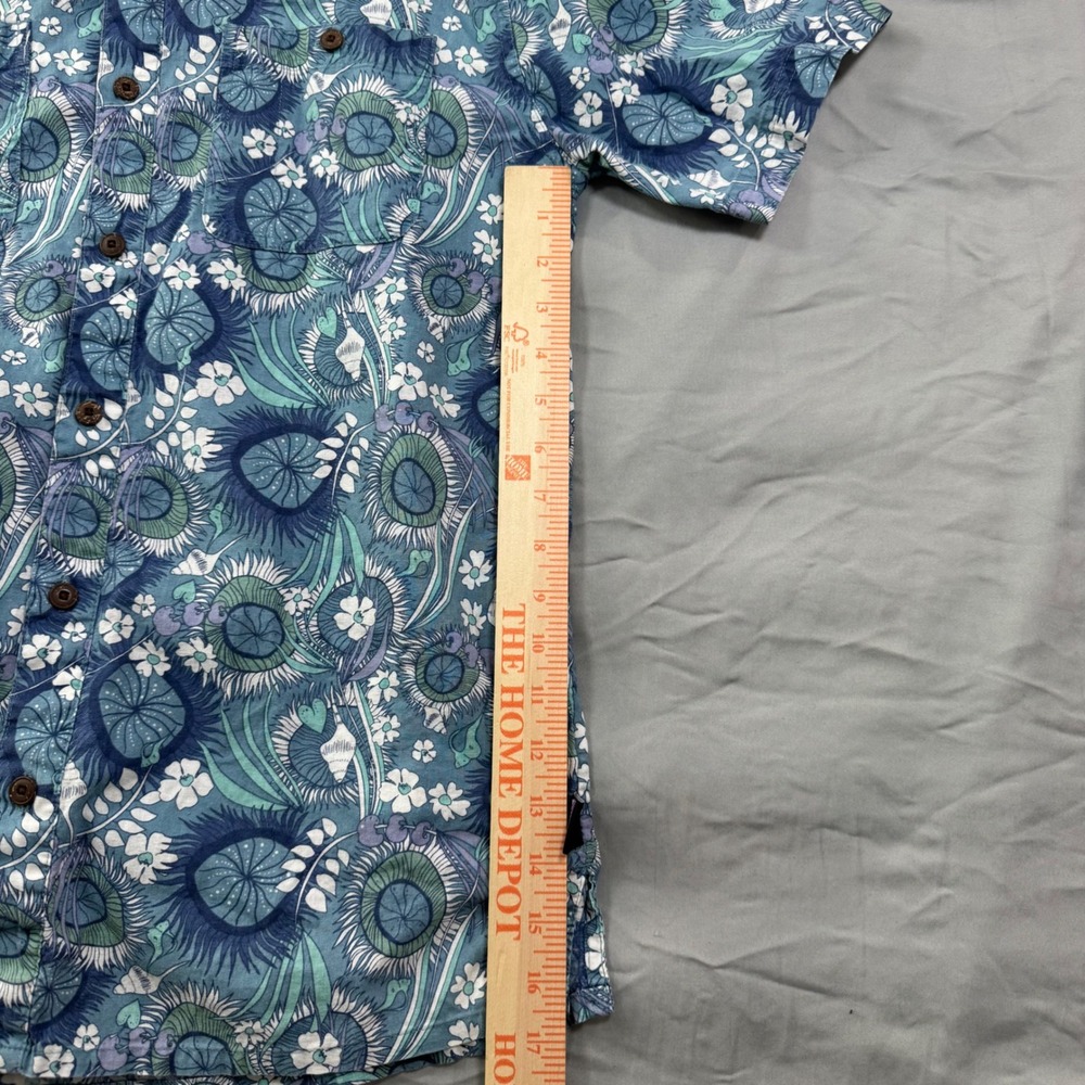 Patagonia Back Step Shirt Hawaiian Short Sleeve Button Up Blue Floral AOP Mens M - Picture 10 of 15